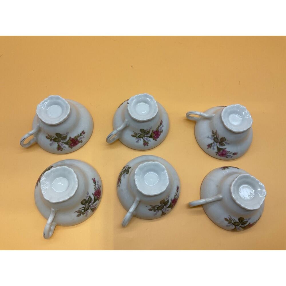 Vintage Japan Pink Roses‎ Gold Trimmed Footed Teacups Set of 6 Cottage Core - Picture 5 of 7